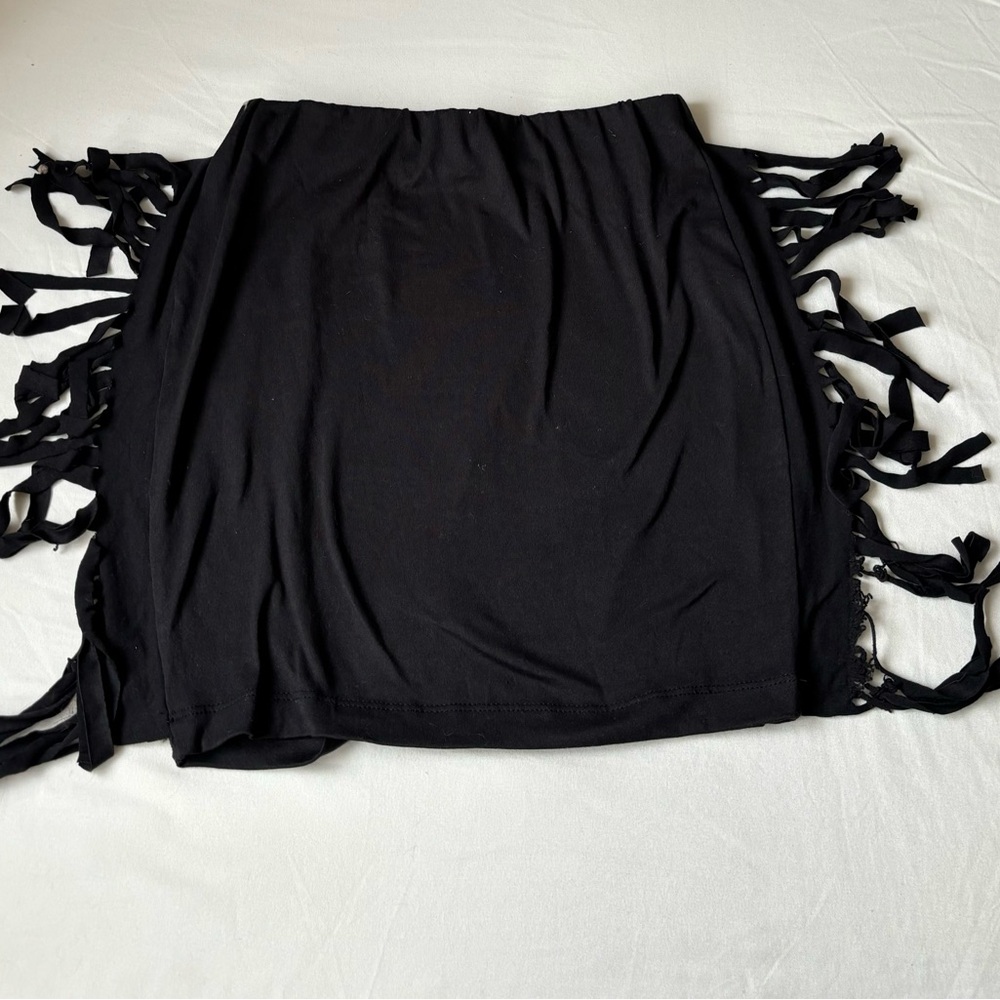 Elegant Black Women's Mini Skirt with Fringe